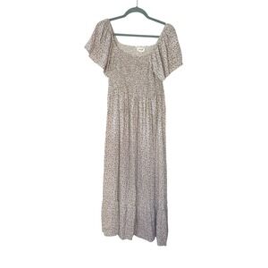 HEYSON Floral Smocked Maxi Dress Puff Sleeve Womens Size Large boho cottagecore